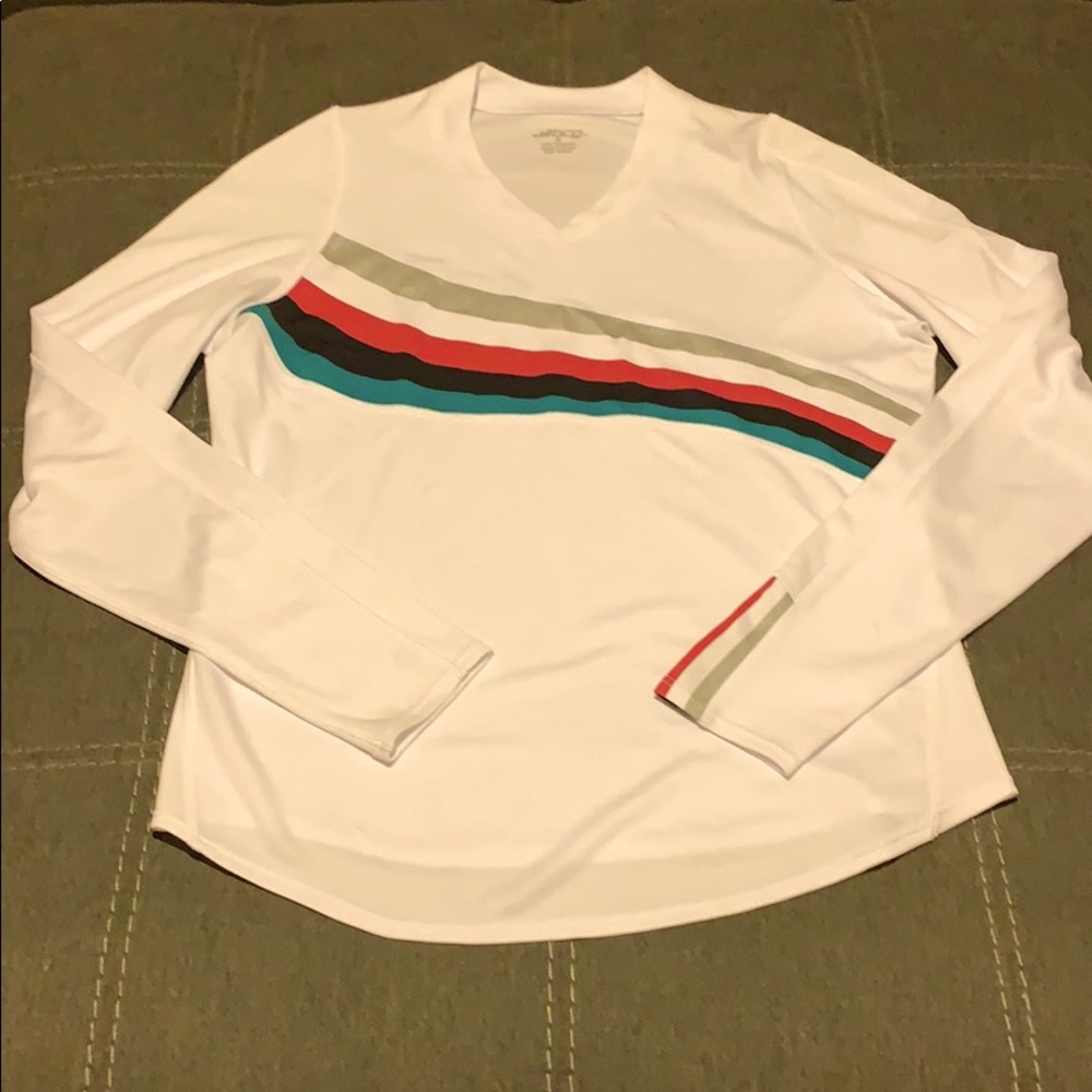 Long Sleeve White Shirt with Color Stripes
